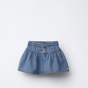Denim Mini Skirt with Button Detail - Light Blue